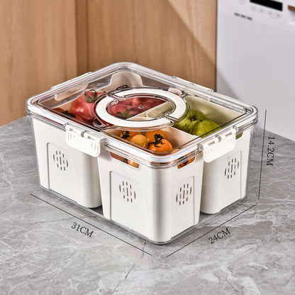 Kitchen Gadget Compartments Divided Serving Tray with Lid Veggie Tray Portable Snack Box Food Container for Biscuits Candy Fruits Nuts