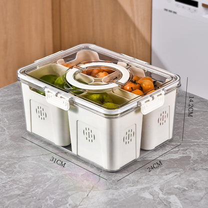 Kitchen Gadget Compartments Divided Serving Tray with Lid Veggie Tray Portable Snack Box Food Container for Biscuits Candy Fruits Nuts